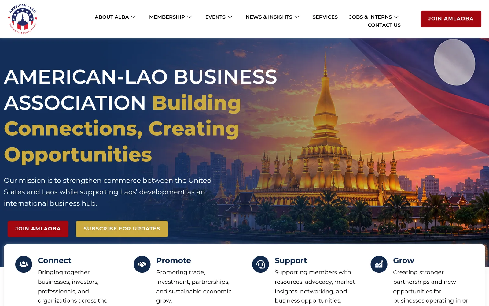 How Webamazee Redesigned the American-Lao Business Association Website website on desktop