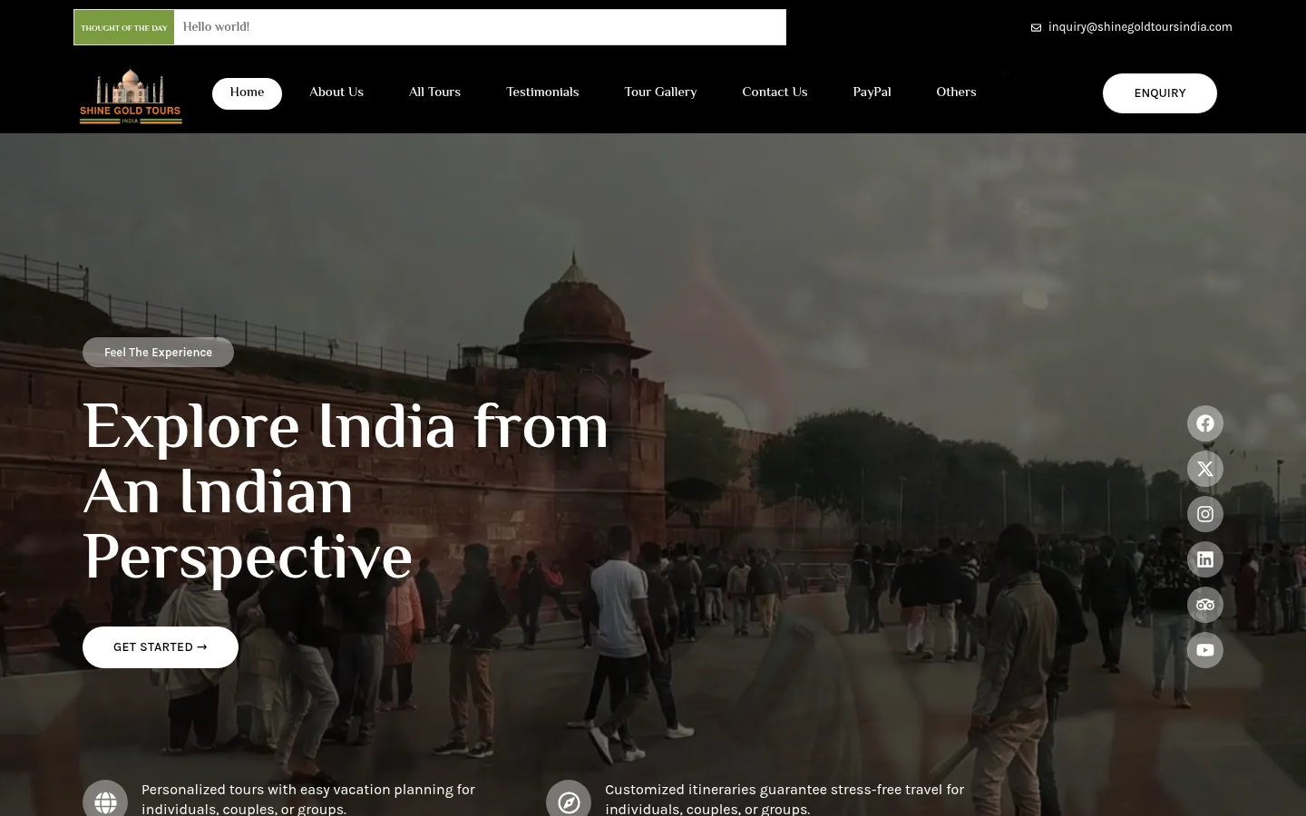Shine Gold Tours India — Webamazee case study